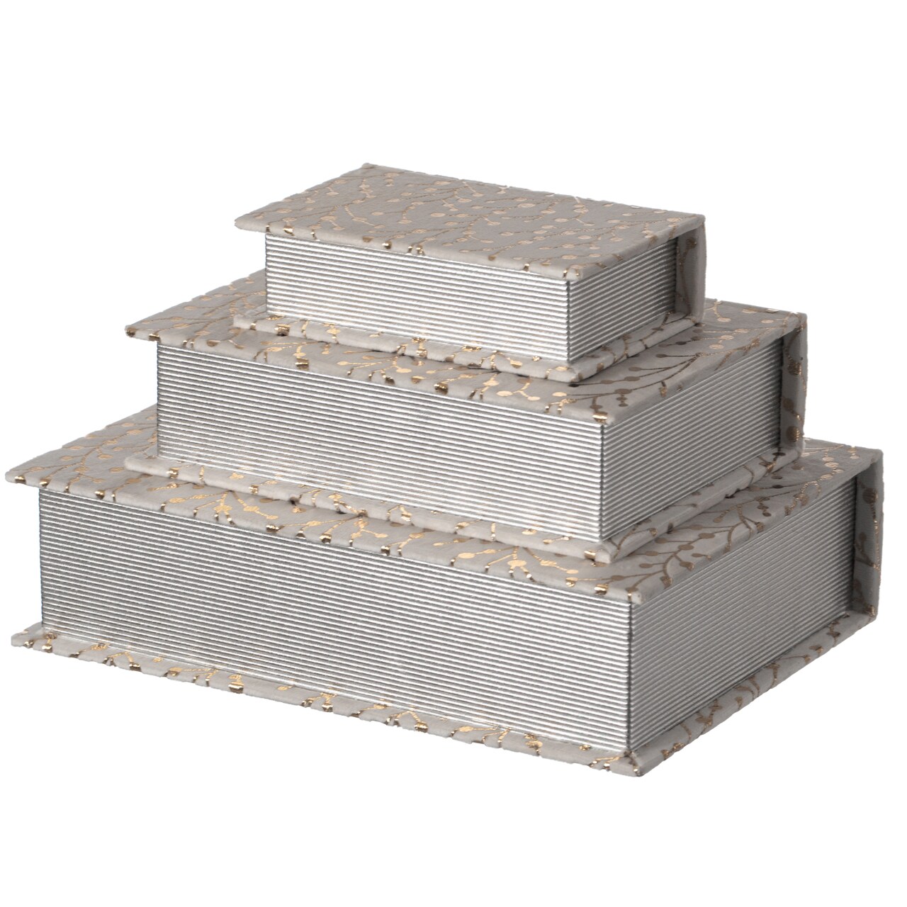 Set of 3 Velvet Vintage Storage Wooden Antique Classic Decorative Book Box Holder